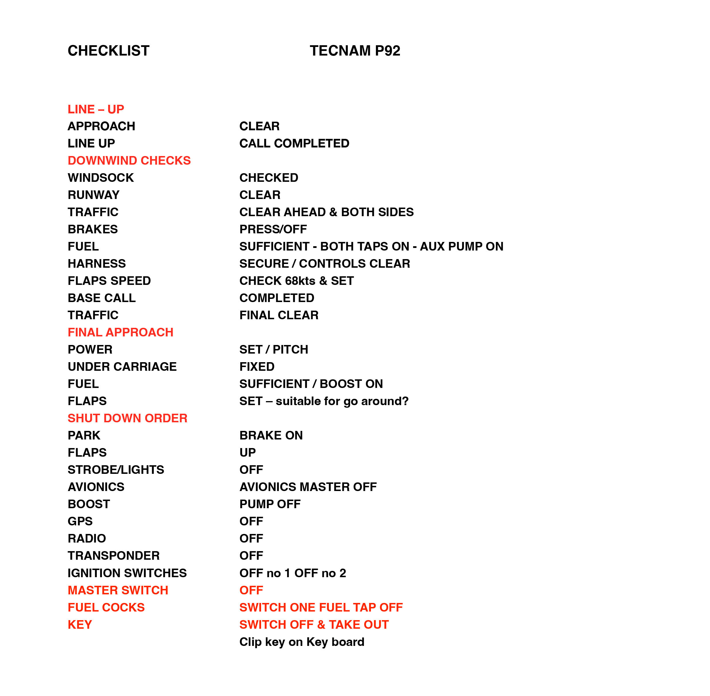 Checklist Tecnam P92-3